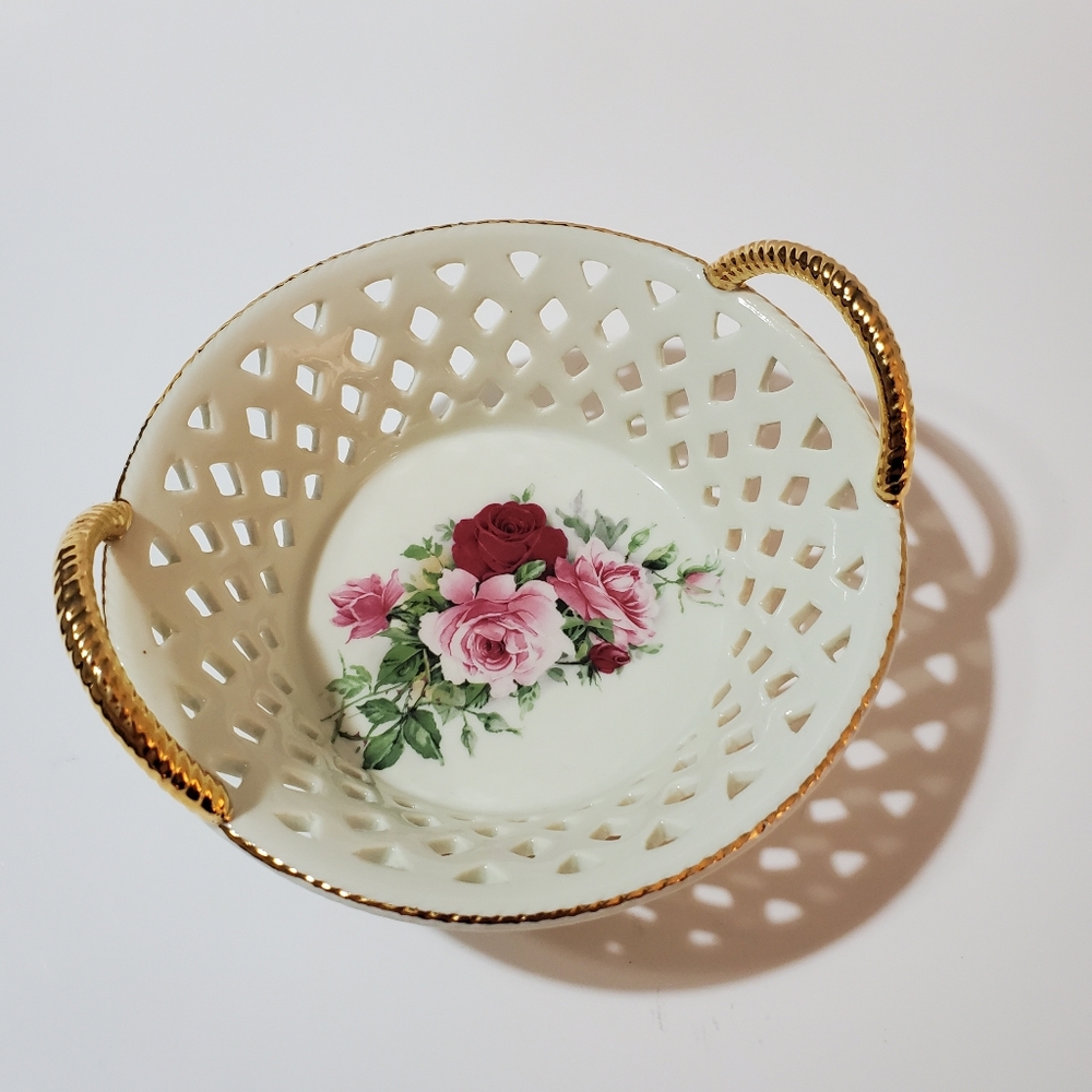 Formalities By Baum Bros. Vintage Victorian Rose Trinket Basket